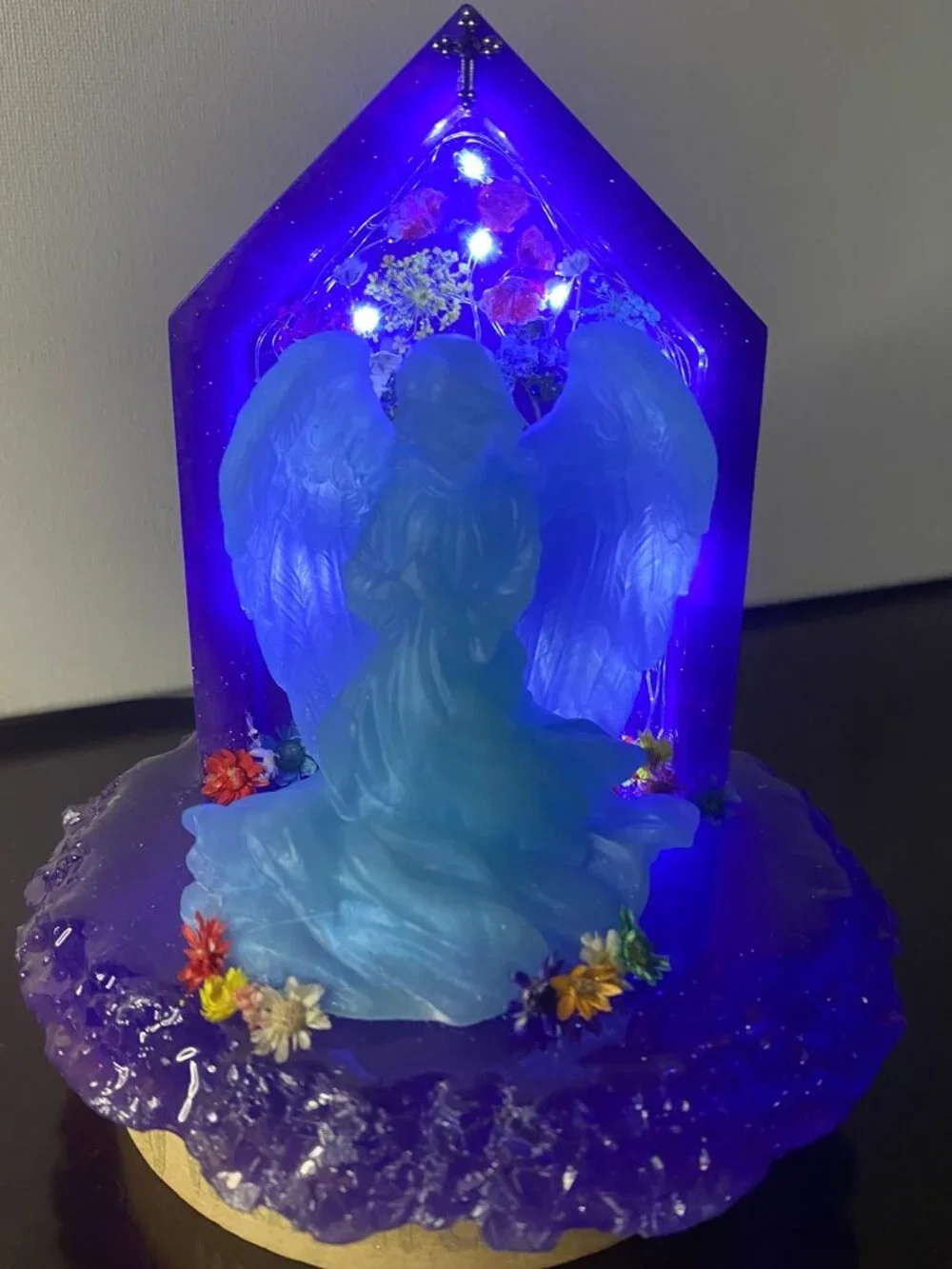 Blue Angel Dual LED Resin Night Light Christian Decor Guardian Angel Gift